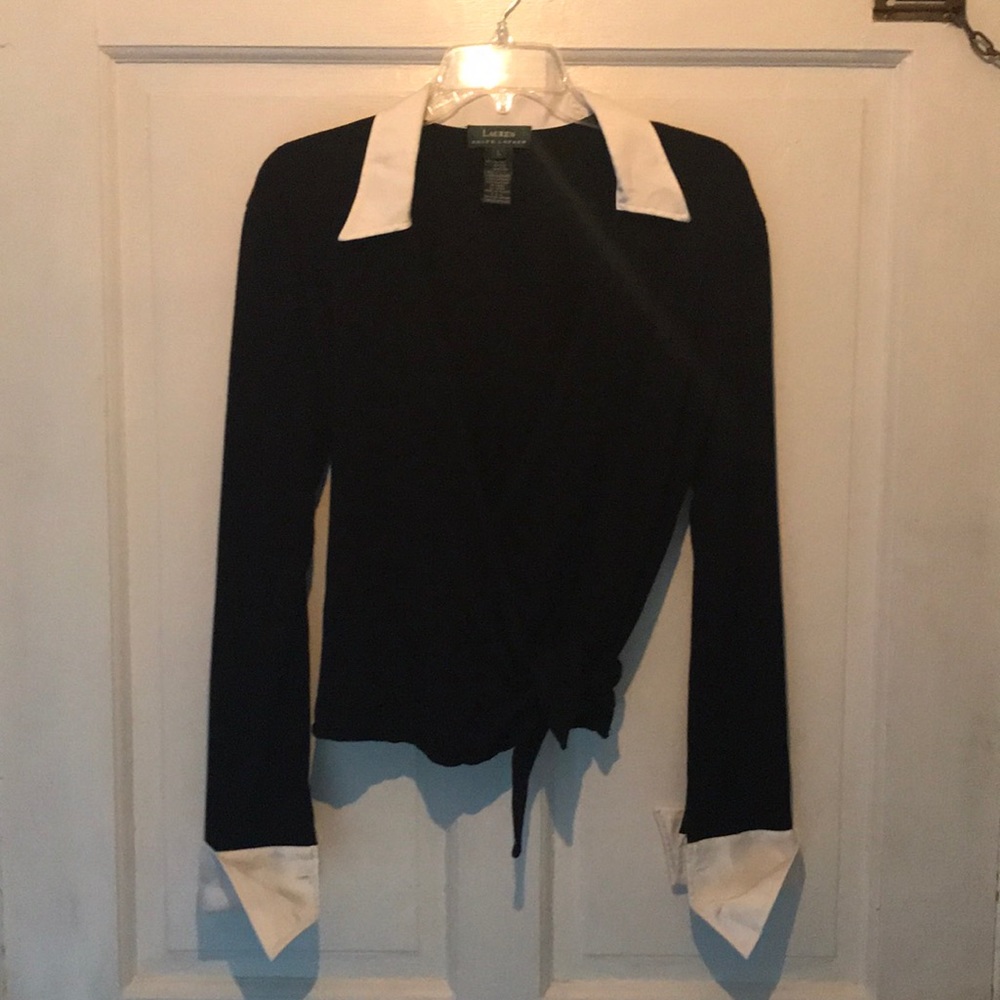 Lauren wrap blouse with French Cuffs.